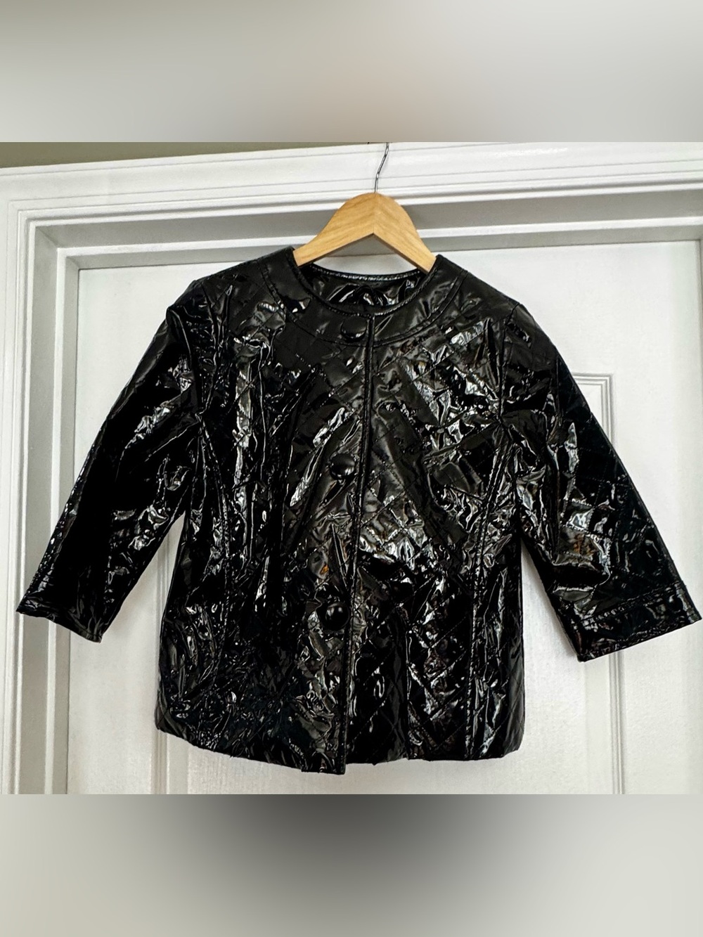 Vintage Newport News Black Gothic Witchy Quilted Patent Puffer Jacket